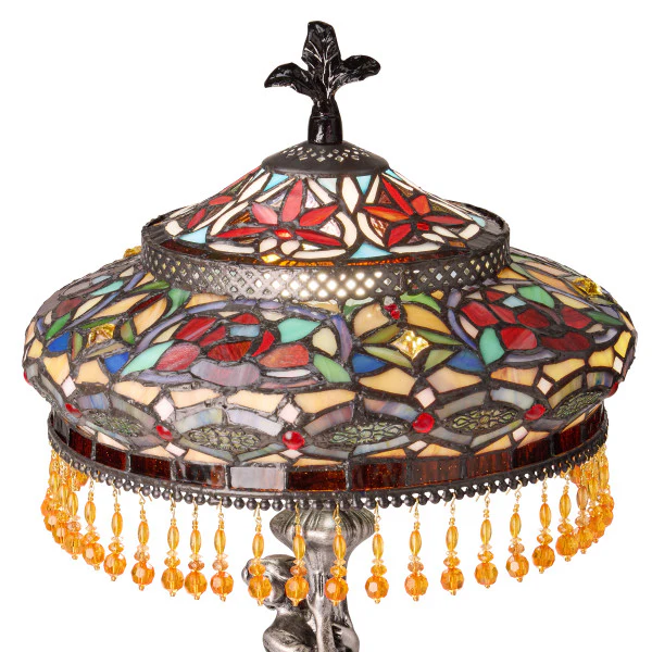 Tiffany-Style Lighting 24" Parisian Antique Silver Bell Shade Table Lamp - Image 3
