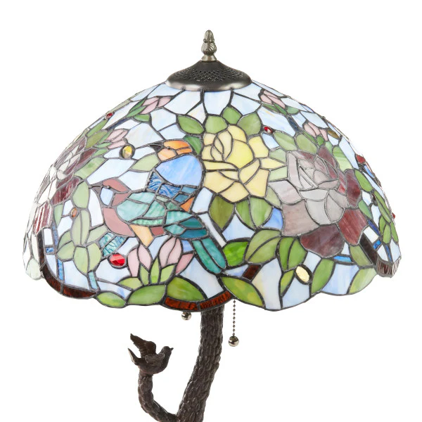 Tiffany-Style Lighting 25" Phylicia Multicolored Dome Shaped Stained Glass Table Lamp with Novelty Base - Image 2