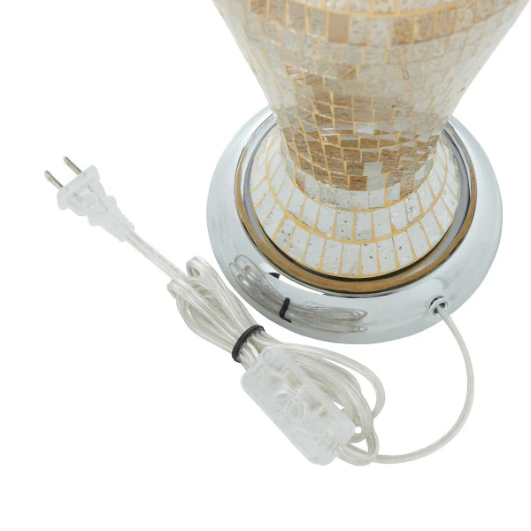 Tiffany-Style Lighting 25" Jeweled Champagne Drum Shade Table Lamp - Image 6