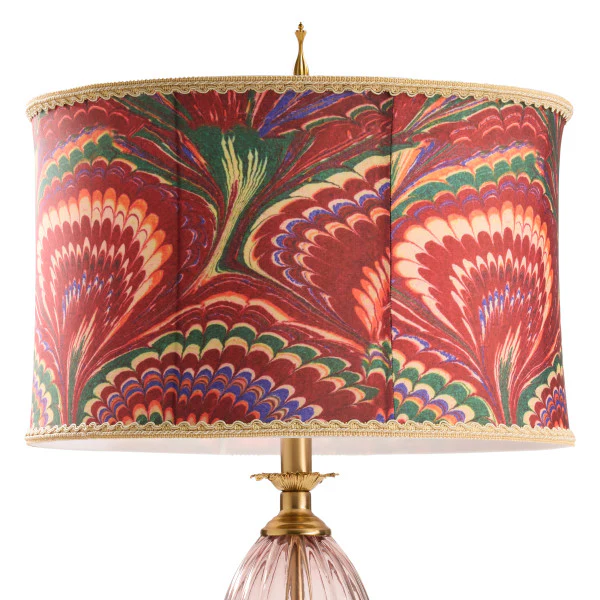 Tiffany-Style Lighting 31.5" Printed Drum Shade Geometric Glass Table Lamp - Image 2