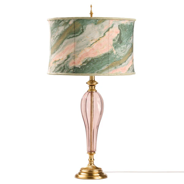 Tiffany-Style Lighting 33" Romance Drum Shade Geometric Glass Table Lamp - Image 4