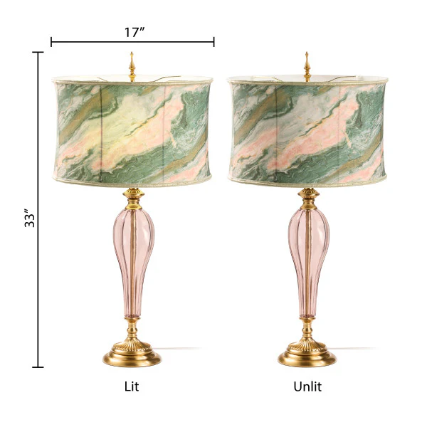 Tiffany-Style Lighting 33" Romance Drum Shade Geometric Glass Table Lamp - Image 8