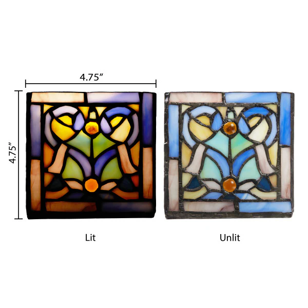 Tiffany-Style Lighting 4.75" Blue Flourishes Stained Glass Candle Holder - Image 5