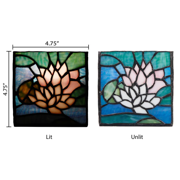 Tiffany-Style Lighting 4.75" Blue Pond Lily Stained Glass Candle Holder - Image 6