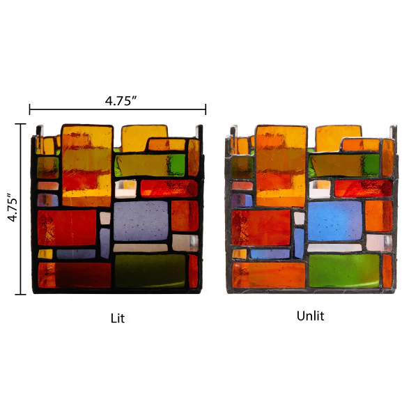 Tiffany-Style Lighting 4.75" Geometric Stained Glass Candle Holder - Image 4