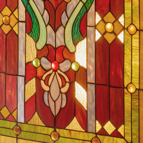 Tiffany-Style Lighting 28" Fleur de Lis Stained Glass Fireplace Screen - Image 3