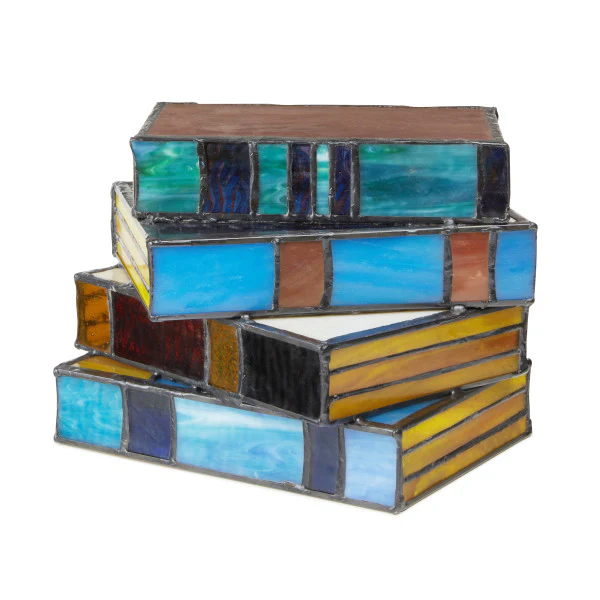 Tiffany-Style Lighting 5.75" Multi-Colored Book Stack Stained Glass Accent Lamp - Image 3