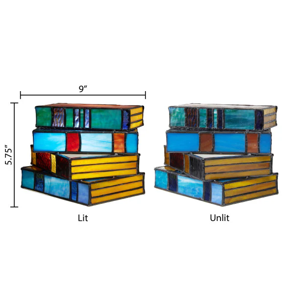 Tiffany-Style Lighting 5.75" Multi-Colored Book Stack Stained Glass Accent Lamp - Image 8
