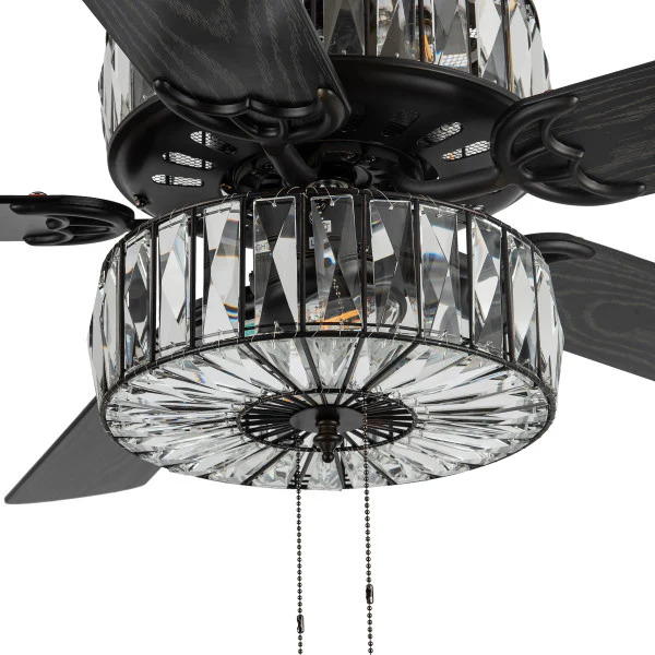 Tiffany-Style Lighting 52" Caged Clear Crystal Ceiling Fan with Remote Control - Image 2