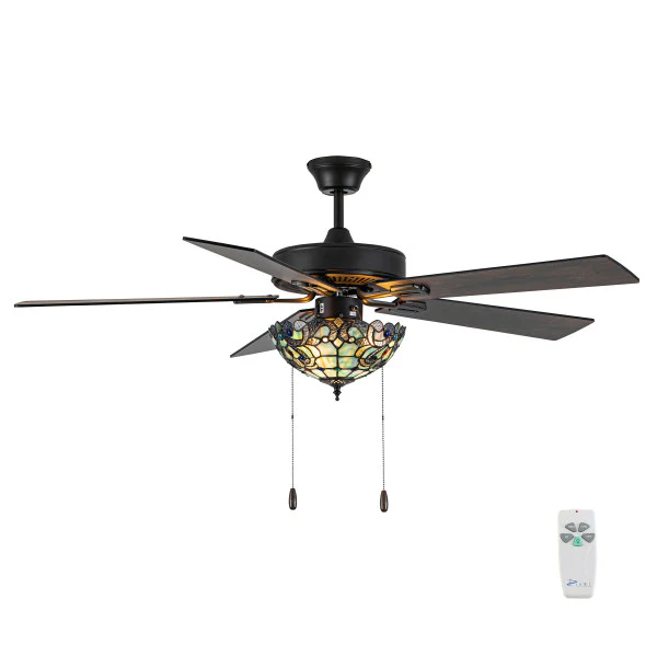 Tiffany-Style Lighting 52" Magna Carta Indoor Glass Oil Rubbed Bronze Celing Fan - Image 10