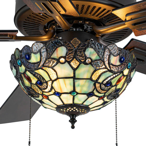 Tiffany-Style Lighting 52" Magna Carta Indoor Glass Oil Rubbed Bronze Celing Fan - Image 11