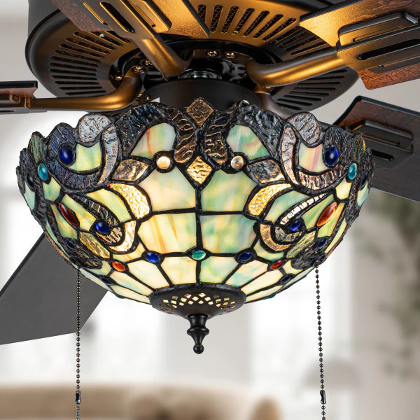 Tiffany-Style Lighting 52" Magna Carta Indoor Glass Oil Rubbed Bronze Celing Fan - Image 14