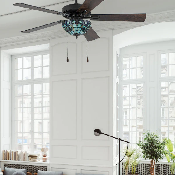 Tiffany-Style Lighting 52" Magna Carta Indoor Glass Oil Rubbed Bronze Celing Fan - Image 16