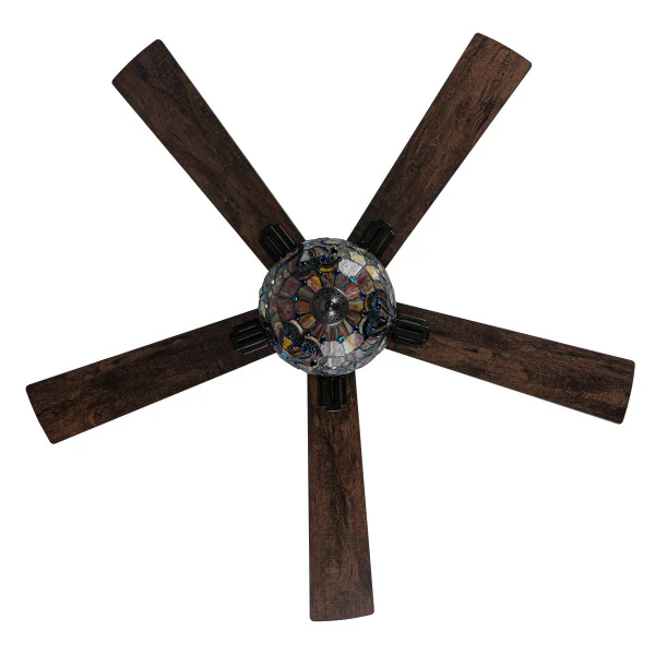 Tiffany-Style Lighting 52" Magna Carta Indoor Glass Oil Rubbed Bronze Celing Fan - Image 3