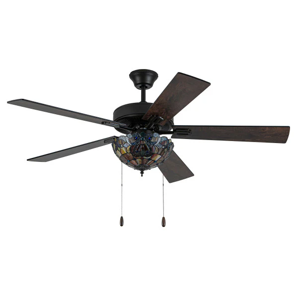 Tiffany-Style Lighting 52" Magna Carta Indoor Glass Oil Rubbed Bronze Celing Fan - Image 4