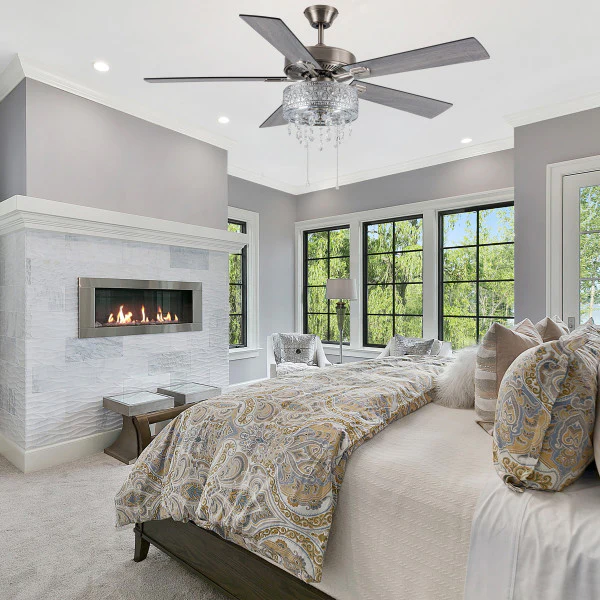 Tiffany-Style Lighting 52" Roxsie 5-Blade Crystal LED Chandelier Ceiling Fan - Image 6