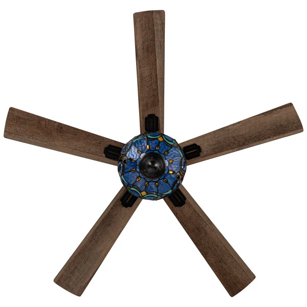 Tiffany-Style Lighting Pipa 5-Blade Remote-Controlled Ceiling Fan - Image 2