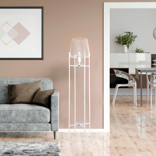 Tiffany-Style Lighting 61" Nadia Metal & Clear Glass Blown Modern Floor Lamp - Image 11