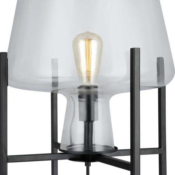 Tiffany-Style Lighting 61" Nadia Metal & Clear Glass Blown Modern Floor Lamp - Image 2