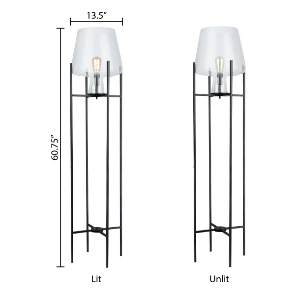 Tiffany-Style Lighting 61" Nadia Metal & Clear Glass Blown Modern Floor Lamp - Image 6