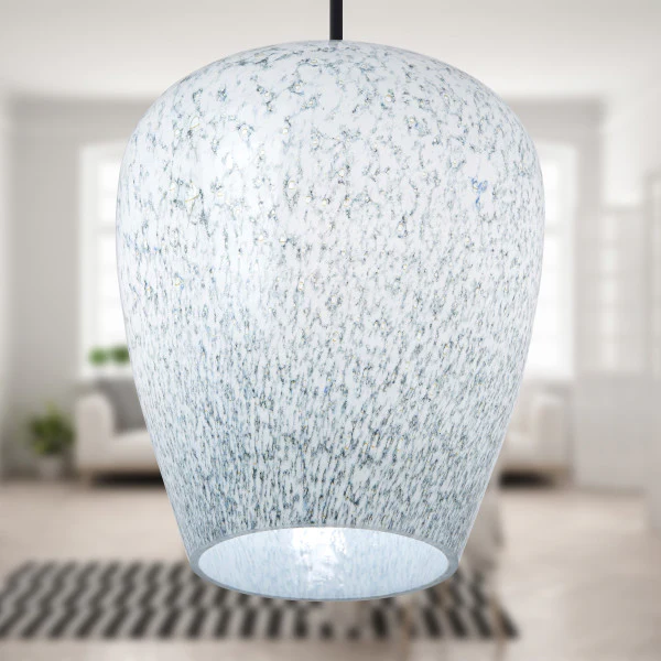 Tiffany-Style Lighting 7.8" Cindy Glam Blue & White Globe Shade Pendant Light - Image 4