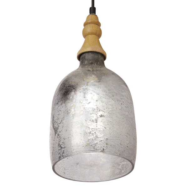 Tiffany-Style Lighting 7" Coralie Textured Silver Glass Bell-Shaped Pendant Light - Image 2