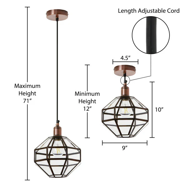 Tiffany-Style Lighting 9" Bettany Bohemian Clear Globe Shade Pendant Light - Image 7