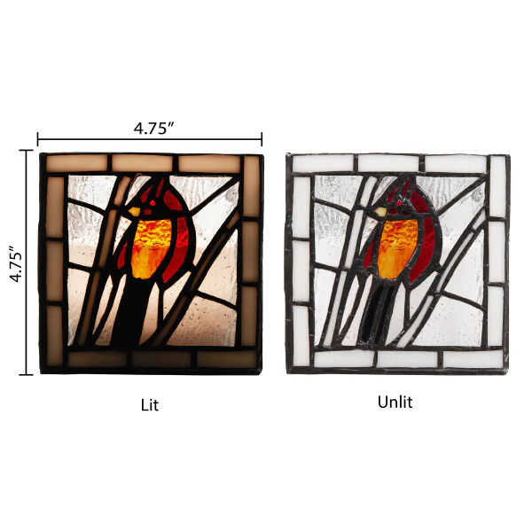 Tiffany-Style Lighting Beautiful Birds Stained Glass Candle Holder Set - Image 5