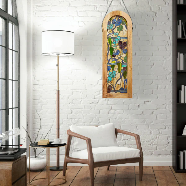 Tiffany-Style Lighting 36" Fruitful Grapevine Stained Glass Window Panel - Image 5