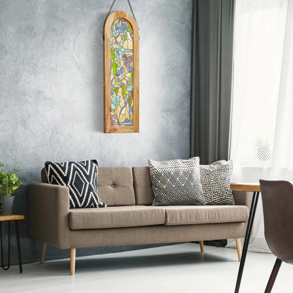 Tiffany-Style Lighting 36" Fruitful Grapevine Stained Glass Window Panel - Image 6