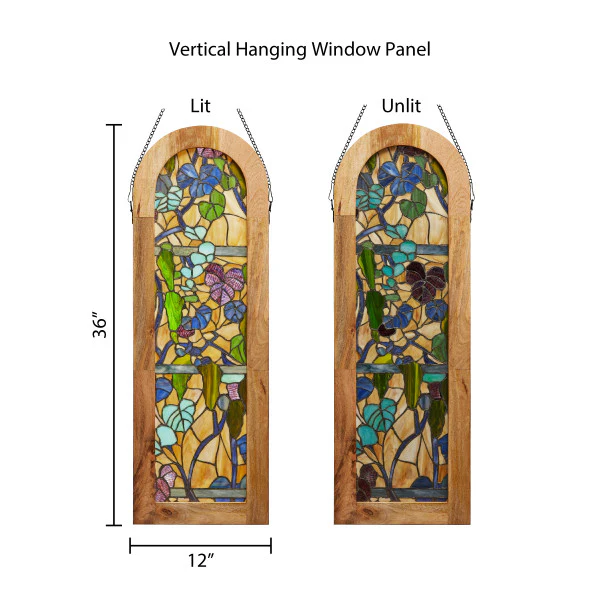 Tiffany-Style Lighting 36" Fruitful Grapevine Stained Glass Window Panel - Image 8