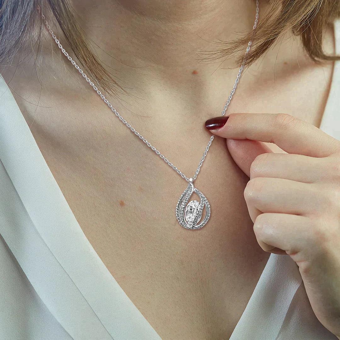 TRYNDI Rhodium Plated "To My Future Wife" Swarovski Crystal Orbital Birdcage Necklace - Image 6