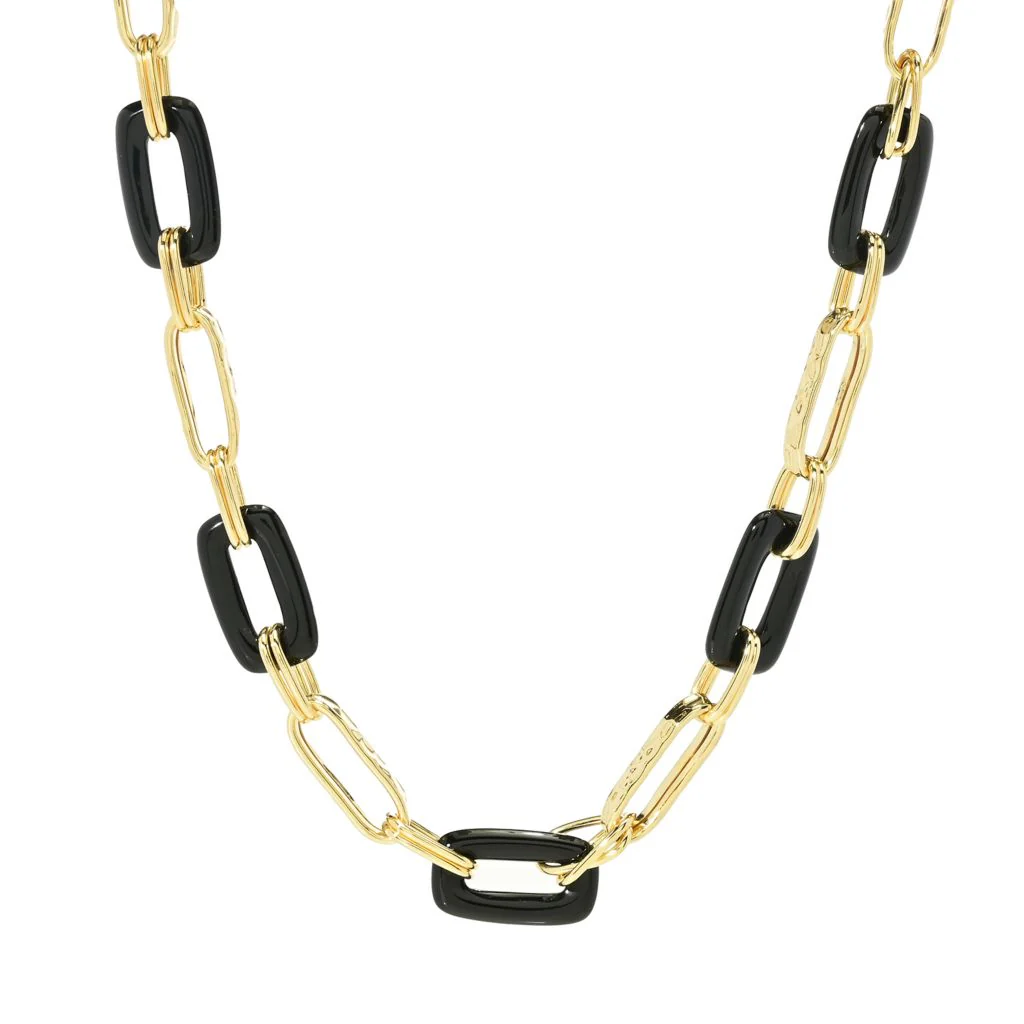 Toscana Italiana 18K Gold Plated Acqua Bagnata Choice of Gem Paperclip Necklace - Image 2