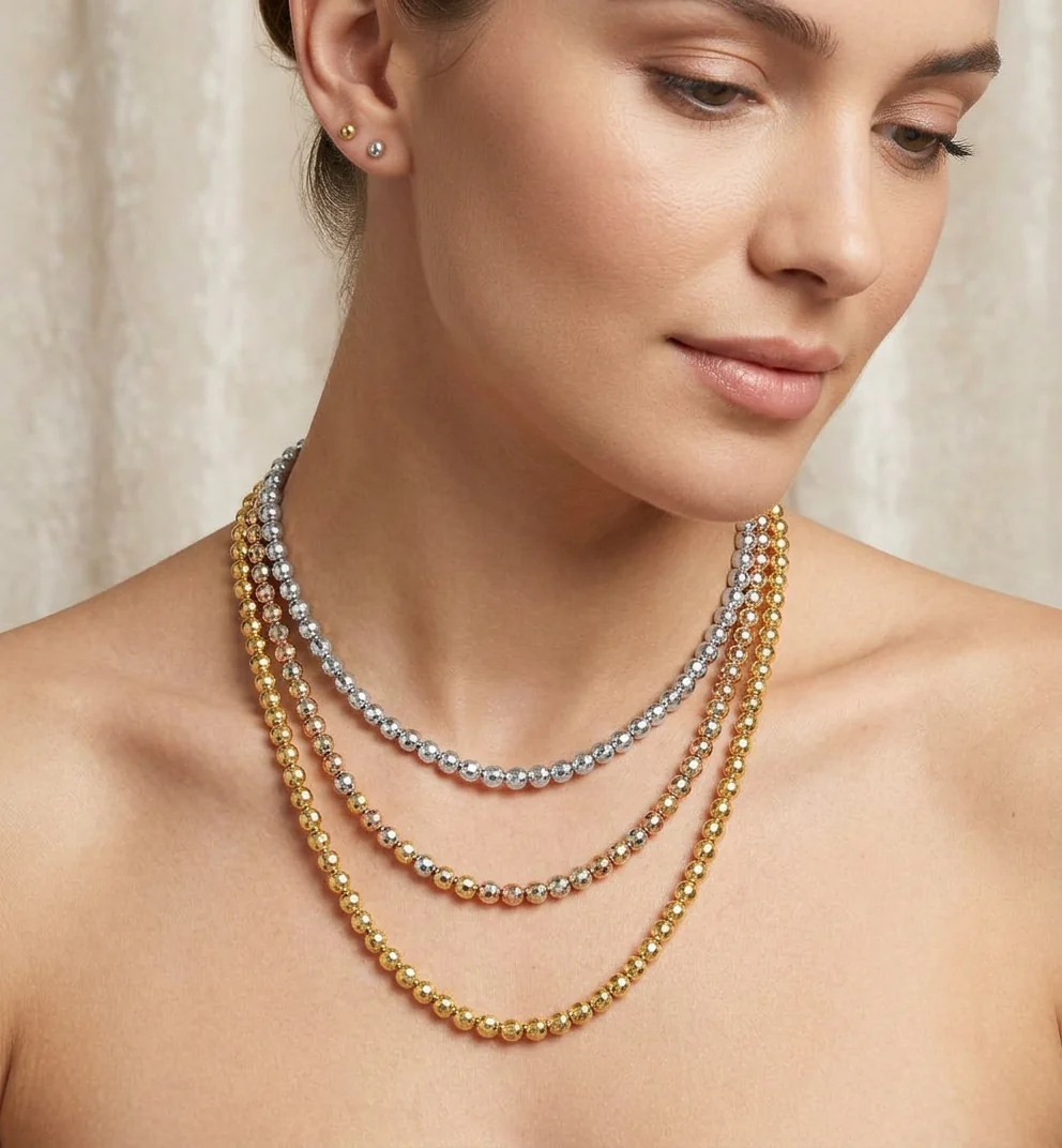Toscana Italiana 18K Gold Plated Adjustable Beaded Necklace - Image 5