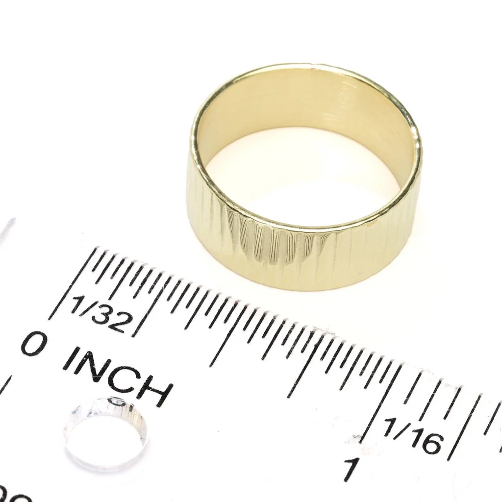 Toscana Italiana 18K Gold Plated Rigato Finish Band Ring - Image 2