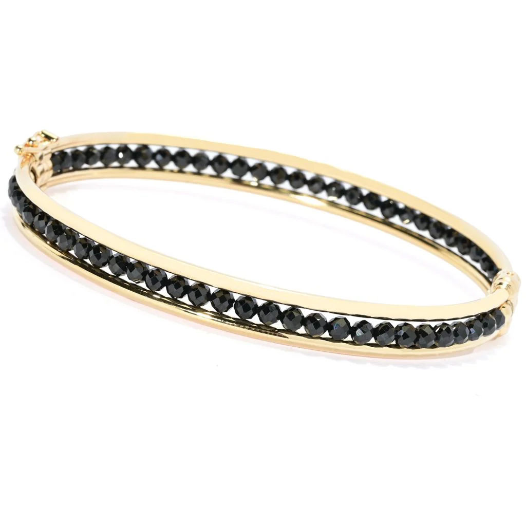 Toscana Italiana 18K Gold Plated Choice of Gem Bead Bangle Bracelet - Image 2