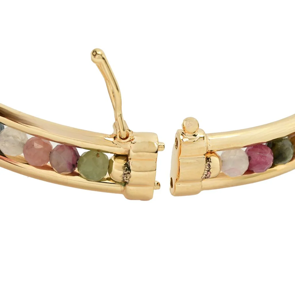 Toscana Italiana 18K Gold Plated Choice of Gem Bead Bangle Bracelet - Image 3