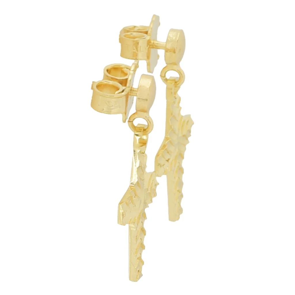 Toscana Italiana 18K Gold Plated Diamond Cut Cross Dangle Earrings - Image 2