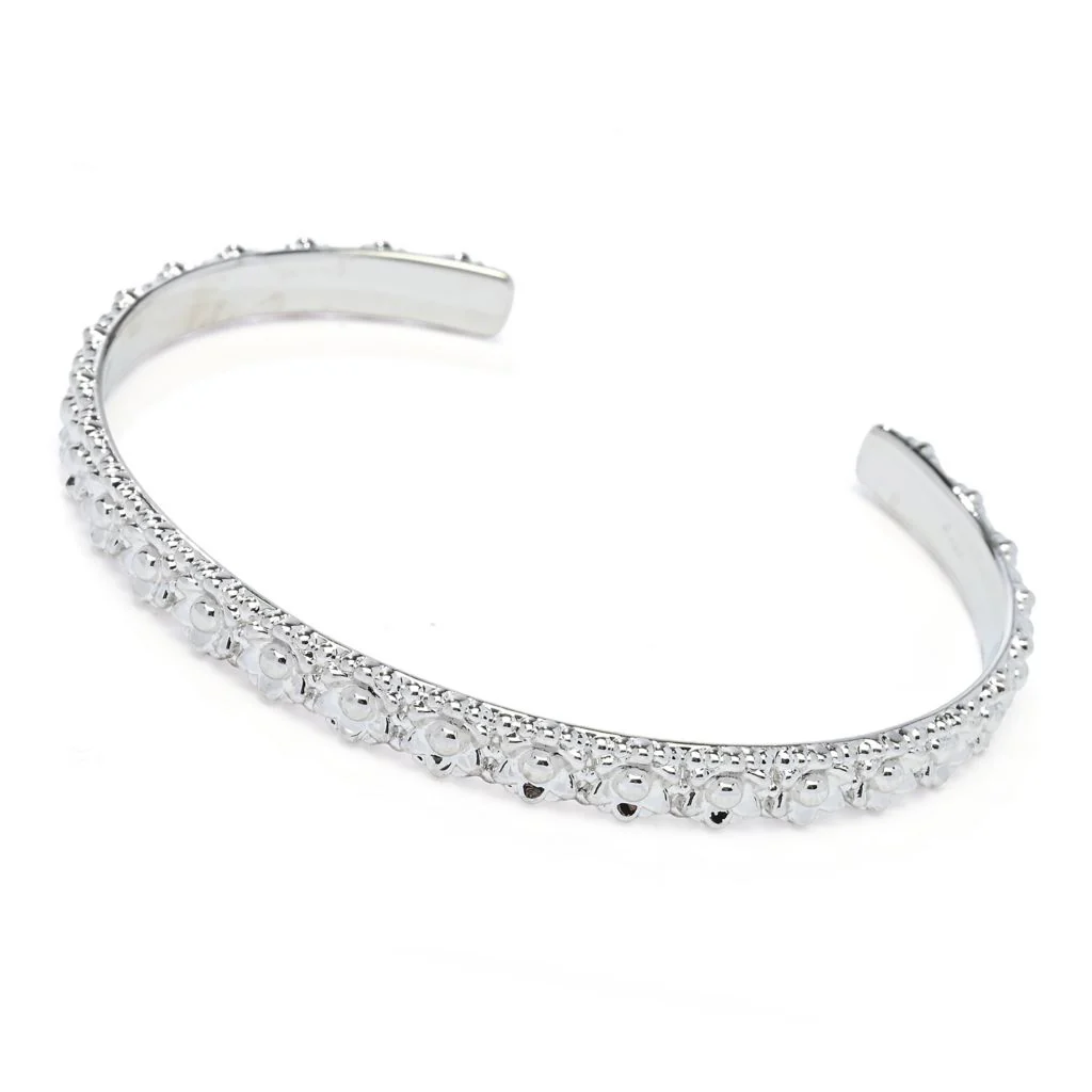 Toscana Italiana 18K Gold Plated Flower Detailed Bangle Bracelet - Image 2
