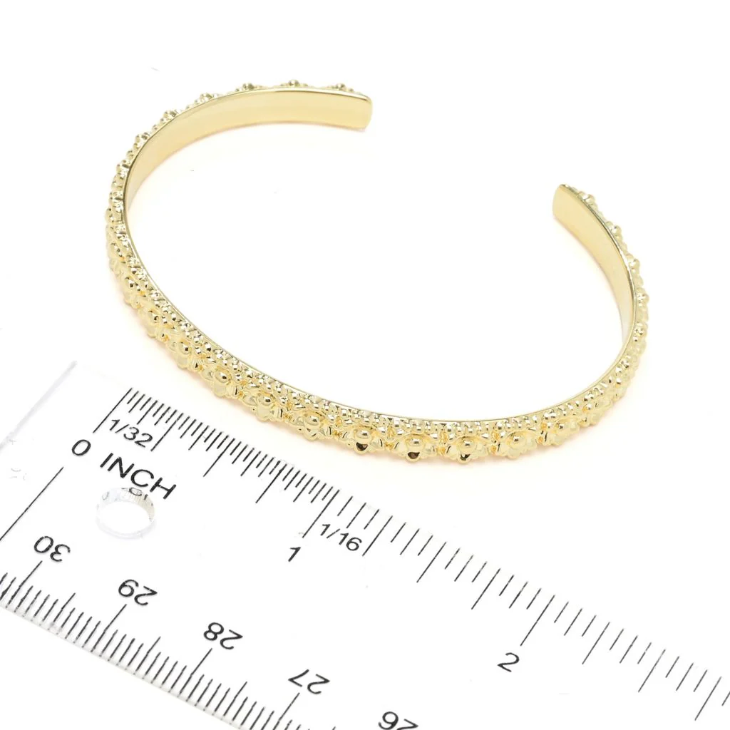Toscana Italiana 18K Gold Plated Flower Detailed Bangle Bracelet - Image 3