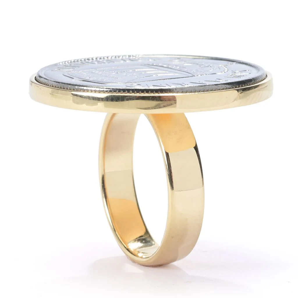 Toscana Italiana 18K Gold Plated Genuine San Marino 50 Lire Coin Ring - Image 2