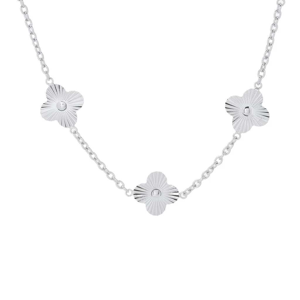 Toscana Italiana 18K Gold Plated or Platinum Plated Clover Station Necklace - Image 2