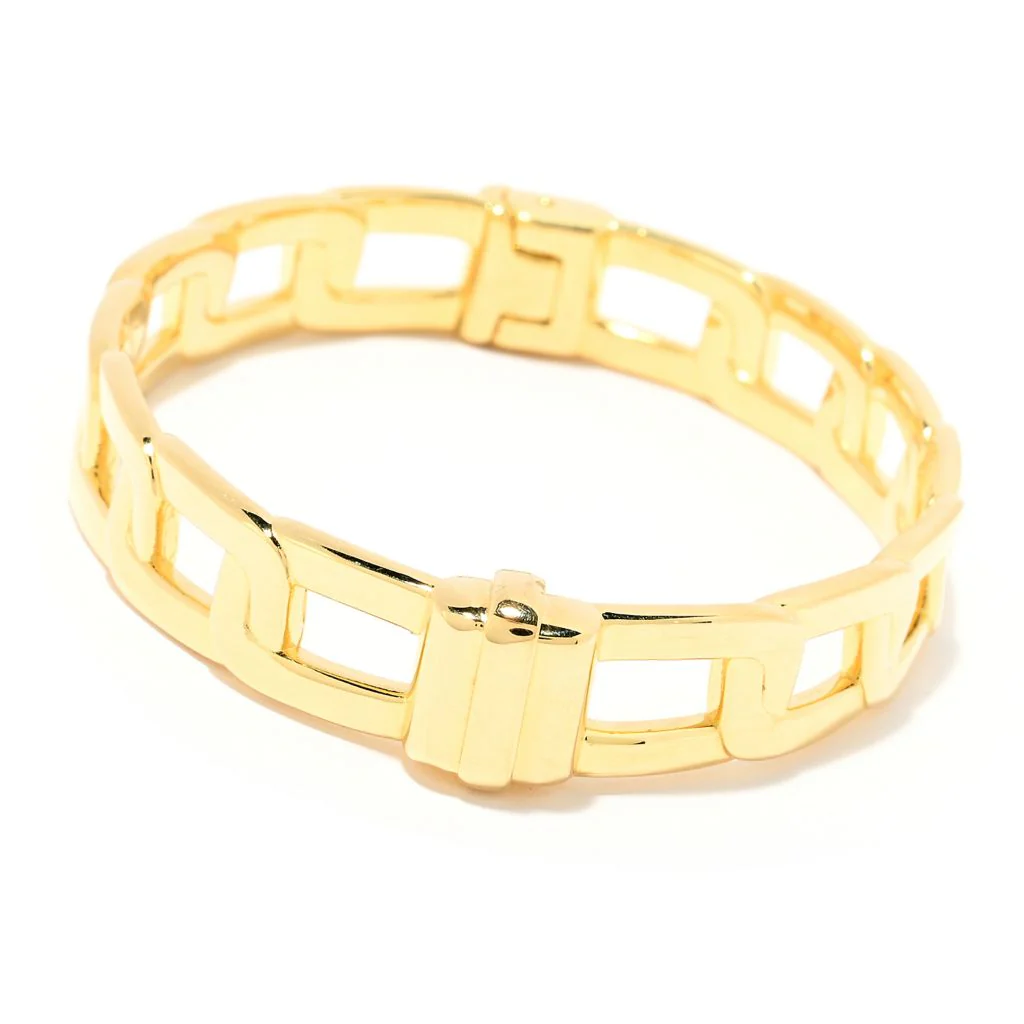 Toscana Italiana 18K Gold Plated Paperclip Curb Link Bangle Bracelet - Image 2