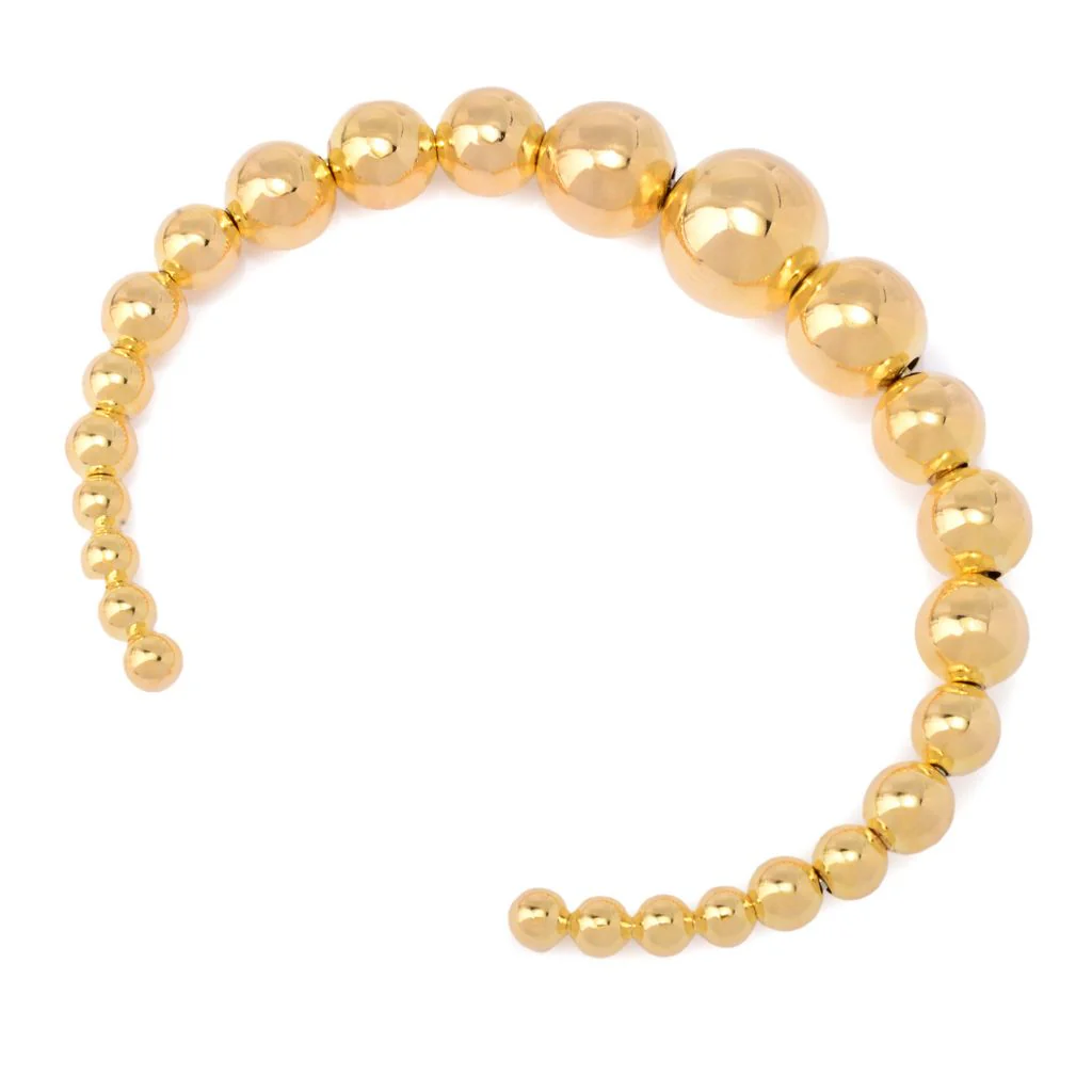 Toscana Italiana 18K Gold Plated Polished Bead Slip-on Cuff Bracelet - Image 2