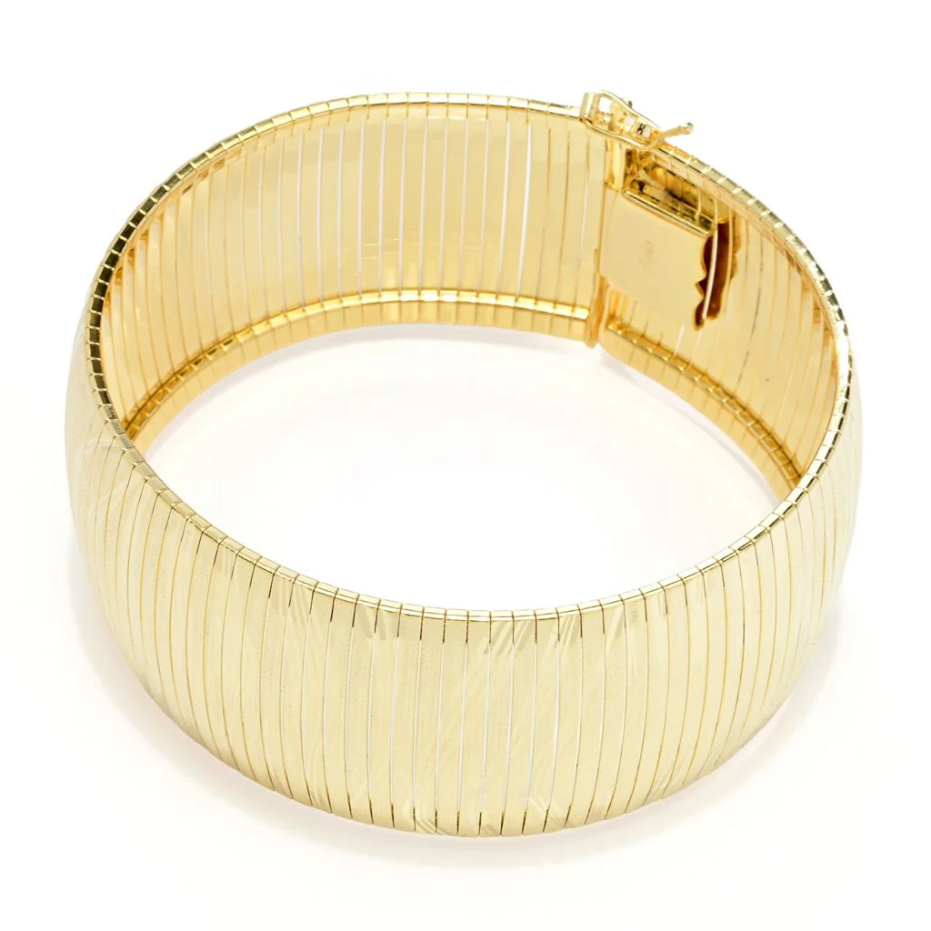 Toscana Italiana 18K Gold Plated "Tigre" Textured Wide Cuff Bracelet - Image 2