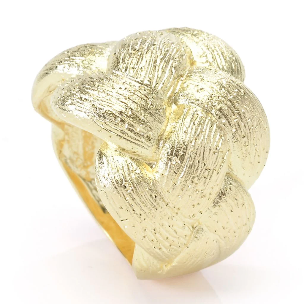 Toscana Italiana 18K Gold Plated "Treccia" Textured Woven Statement Ring - Image 2