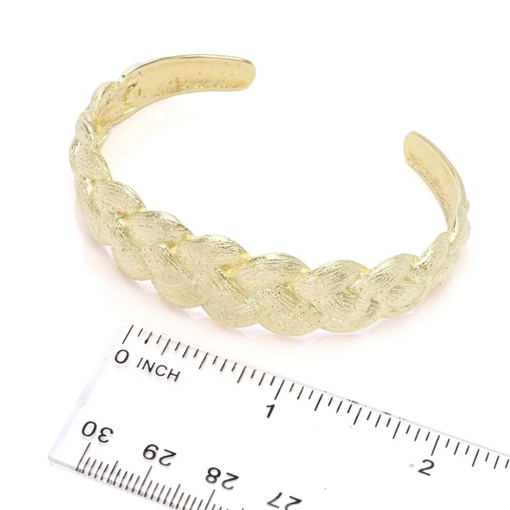 Toscana Italiana 18K Gold Plated "Treccia" Woven Cuff Bracelet - Image 2