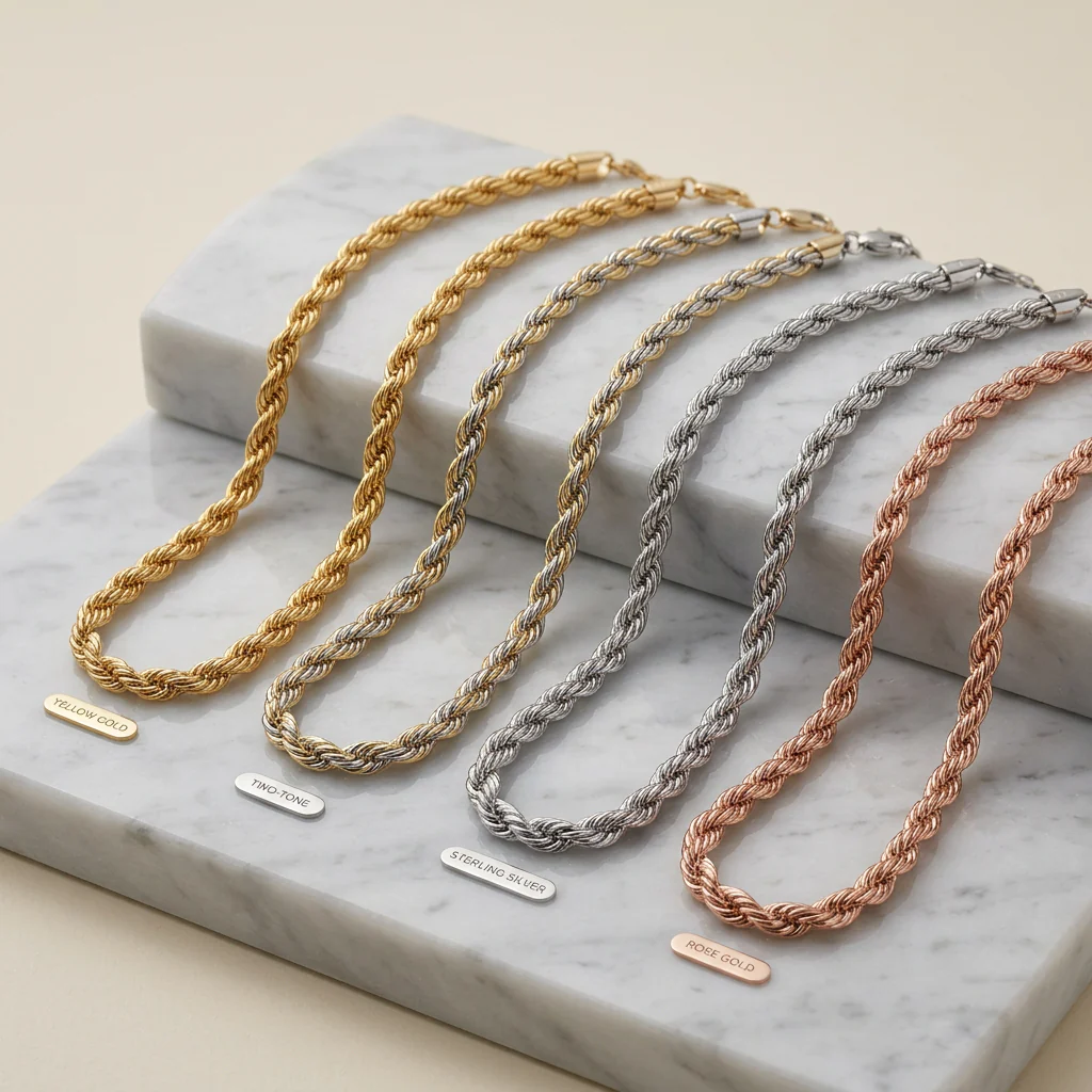Toscana Italiana 18K Gold Plated Twisted Rope Chain Necklace - Image 5