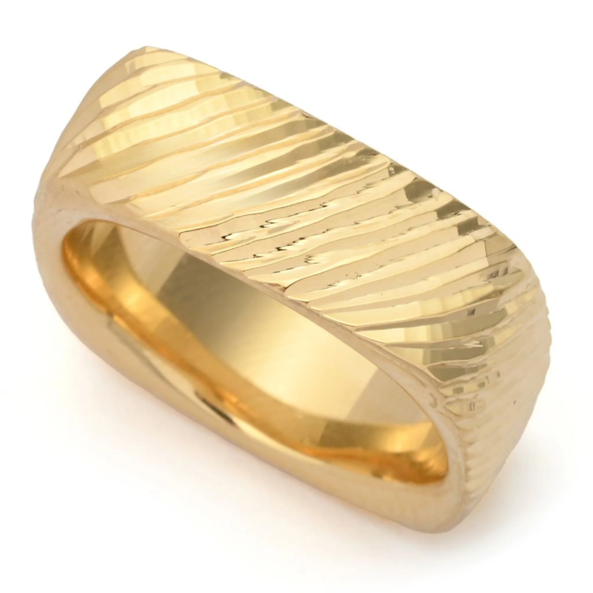 Toscana Italiana 18K Gold Specialty Finish Square Band Ring - Image 3