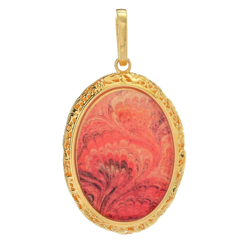 Toscana Italiana "Flora Carta" Printed Paper & Enamel Filigree Pendant - Image 3